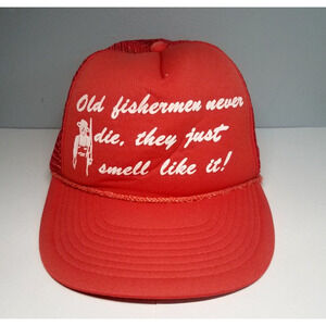 Vintage Funny Mesh Trucker Hat Snapback Men’s Humor Novelty Hat Old Fishermen